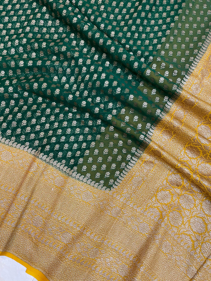 Pure Khaddi Georgette Banarasi Saree -  Antique zari - The Handlooms