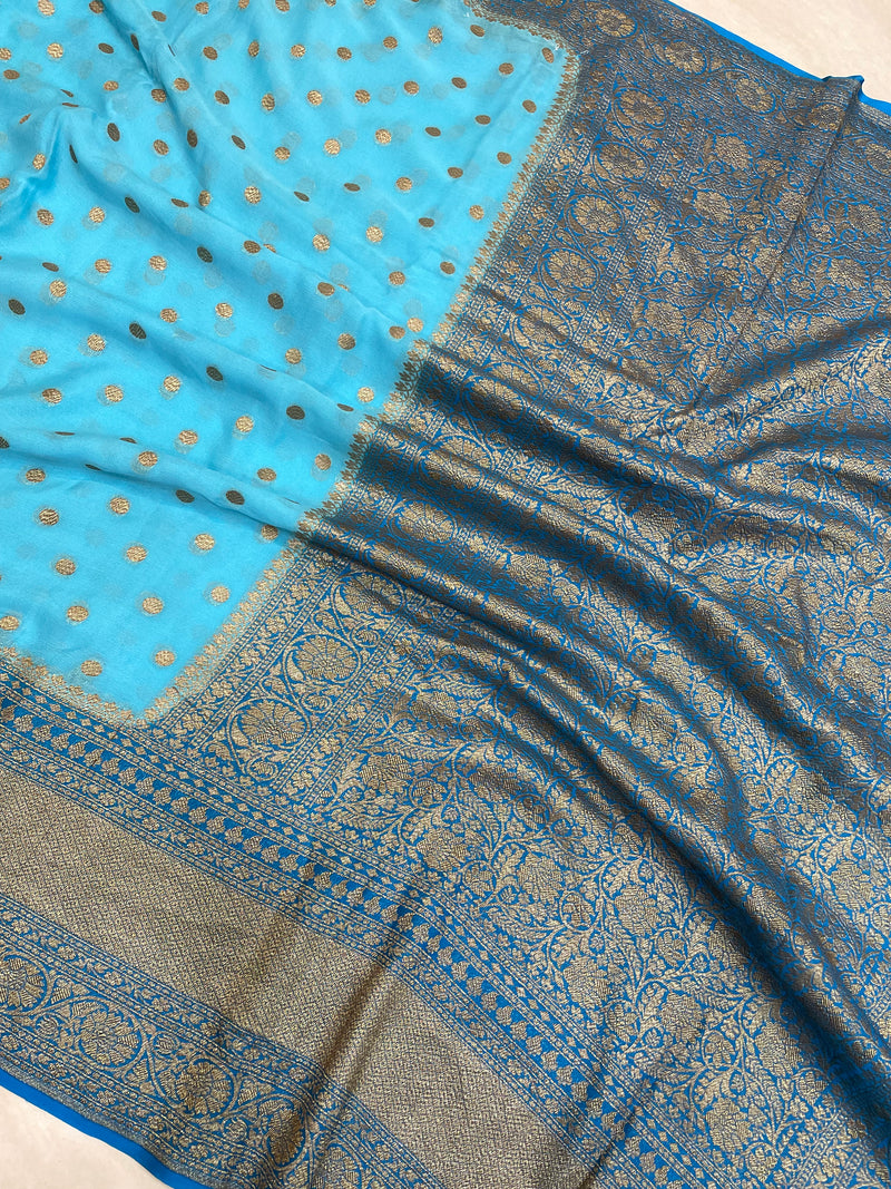 Pure Khaddi Georgette Banarasi Saree -  Antique zari - The Handlooms