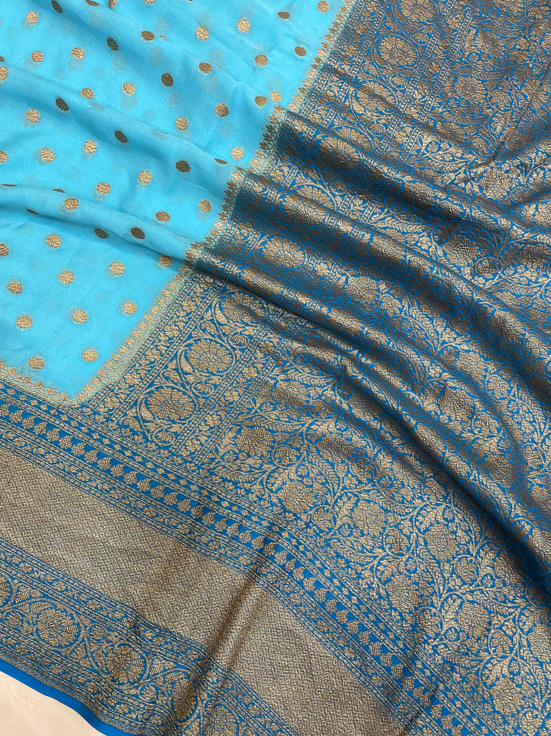 Pure Khaddi Georgette Banarasi Saree -  Antique zari - The Handlooms