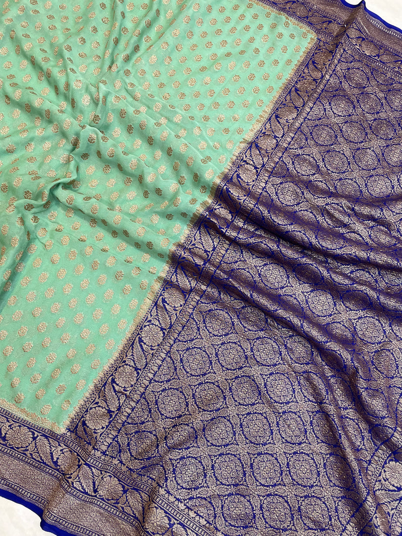 Pure Khaddi Georgette Banarasi Saree -  Antique zari - The Handlooms