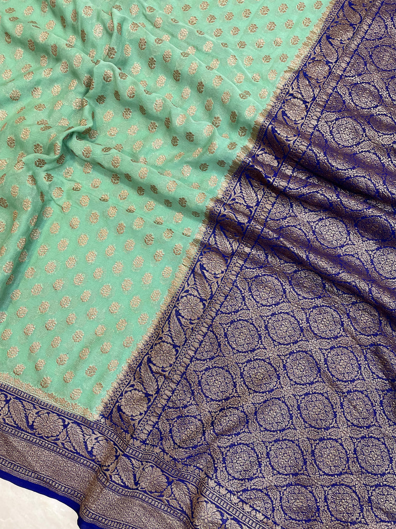 Pure Khaddi Georgette Banarasi Saree -  Antique zari - The Handlooms