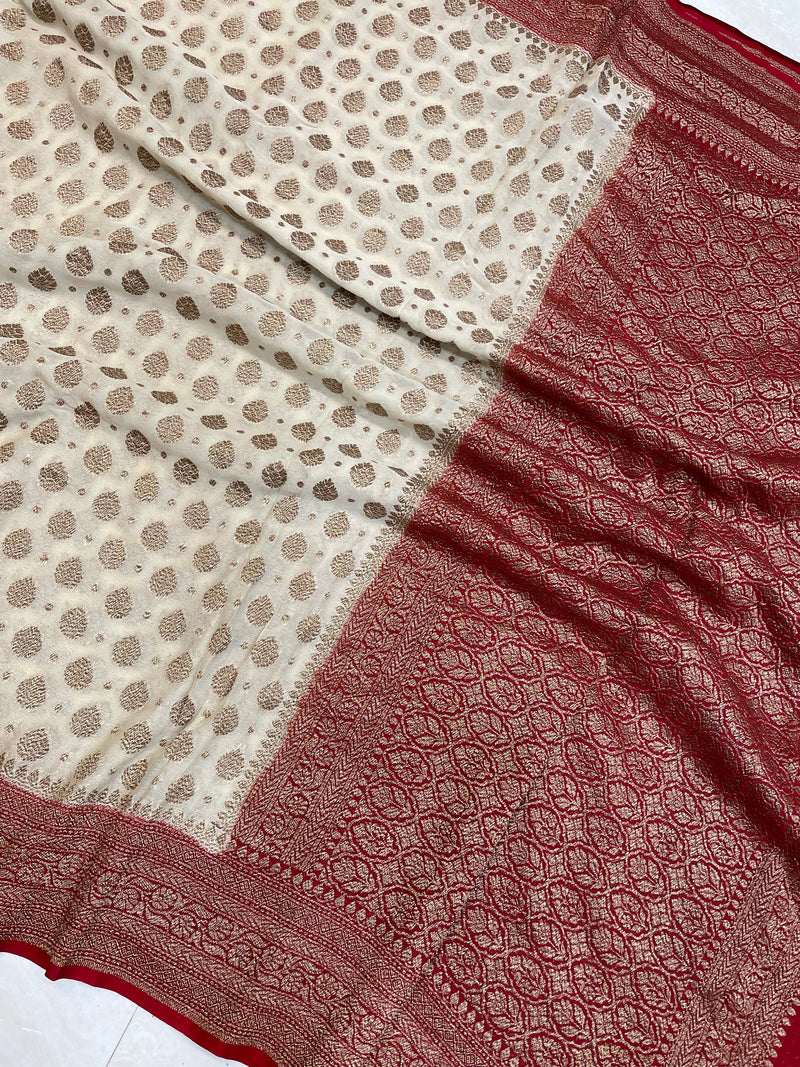 Pure Khaddi Georgette Banarasi Saree -  Antique zari - The Handlooms