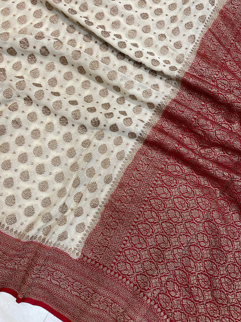 Pure Khaddi Georgette Banarasi Saree -  Antique zari - The Handlooms