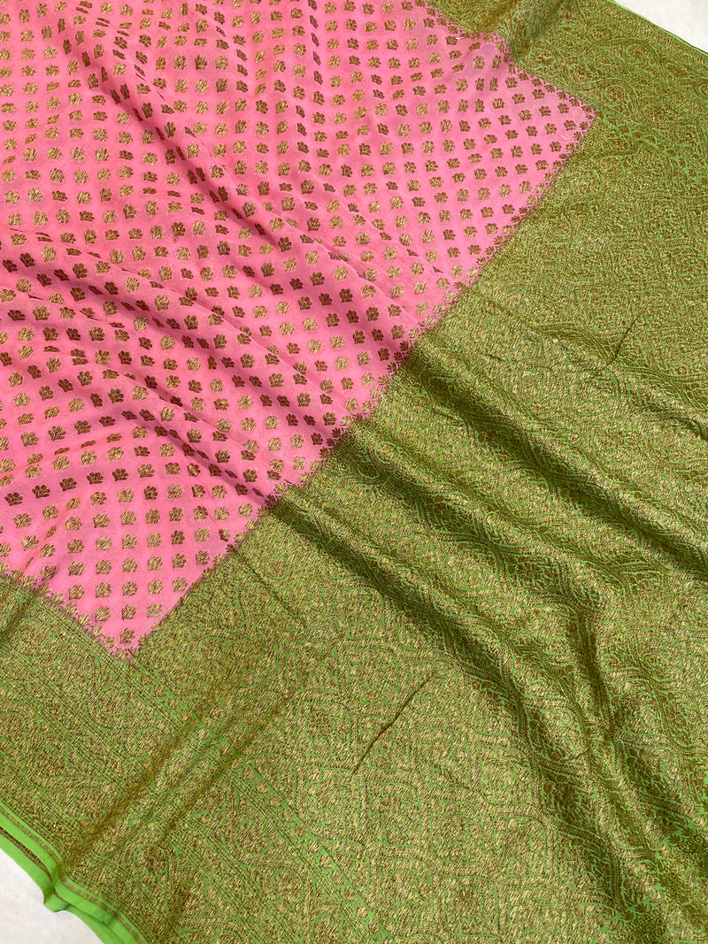 Pure Khaddi Georgette Banarasi Saree -  Antique zari - The Handlooms