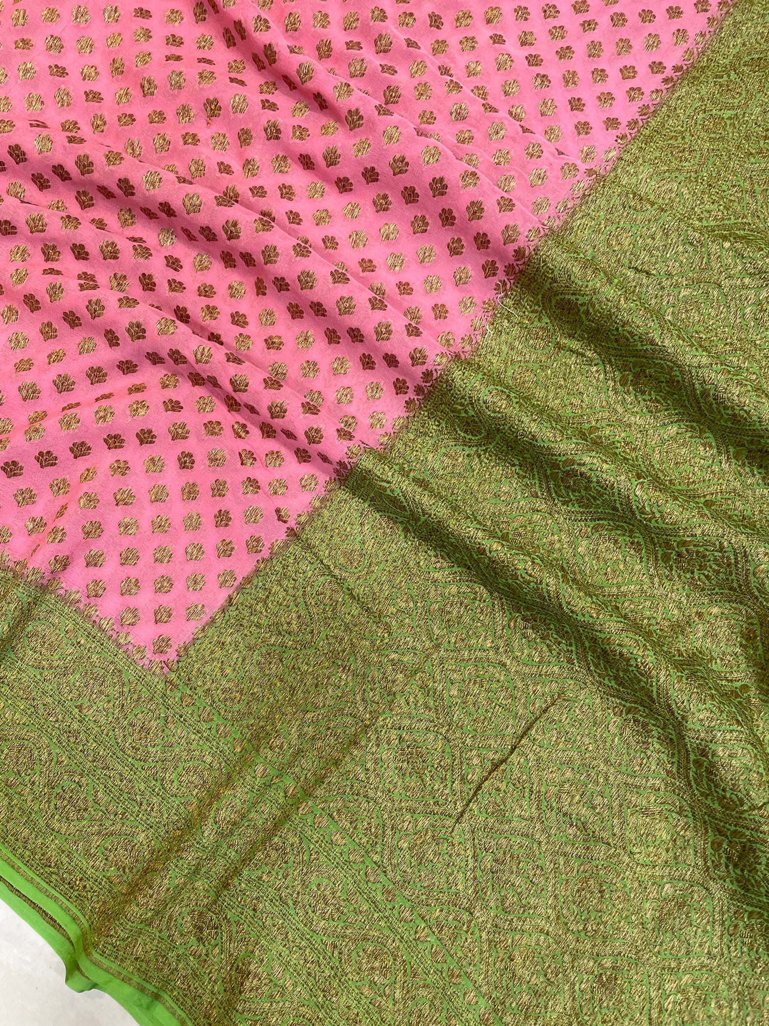 Pure Khaddi Georgette Handloom Banarasi Saree - Antique Zari main image 1