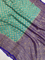 Pure Khaddi Georgette Banarasi Saree -  Antique zari - The Handlooms