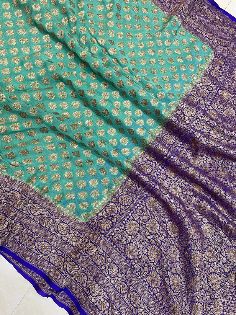 Pure Khaddi Georgette Banarasi Saree -  Antique zari - The Handlooms