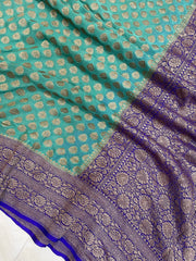 Pure Khaddi Georgette Banarasi Saree -  Antique zari - The Handlooms