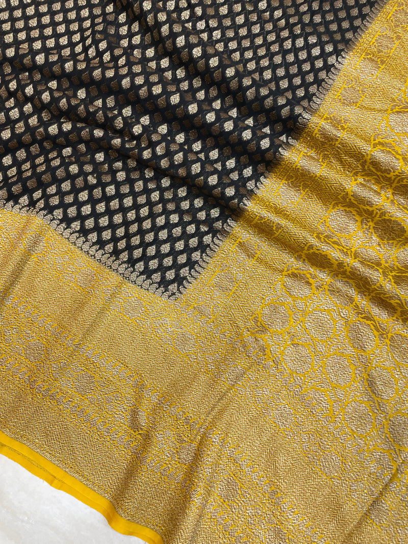 Pure Khaddi Georgette Banarasi Saree -  Antique zari - The Handlooms