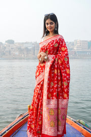 Moonga Silk Handloom Banarasi Saree - With meenakari - The Handlooms