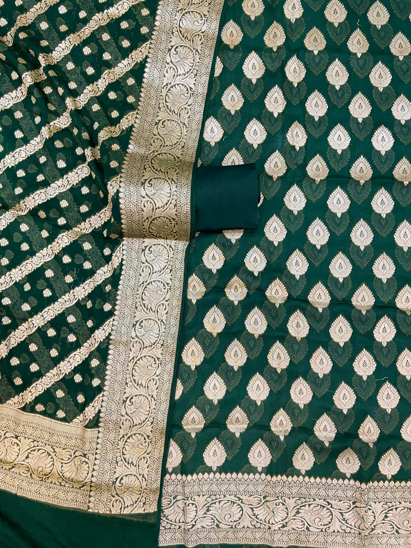 Pure Chiffon Khaddi Banarasi Dress material - The Handlooms