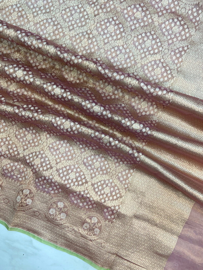 Pure Tissue Reshmi Zari Banarasi Brocade Handloom Dupatta - The Handlooms