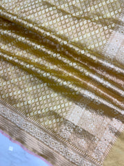 Pure Tissue Reshmi Zari Banarasi Brocade Handloom Dupatta - The Handlooms