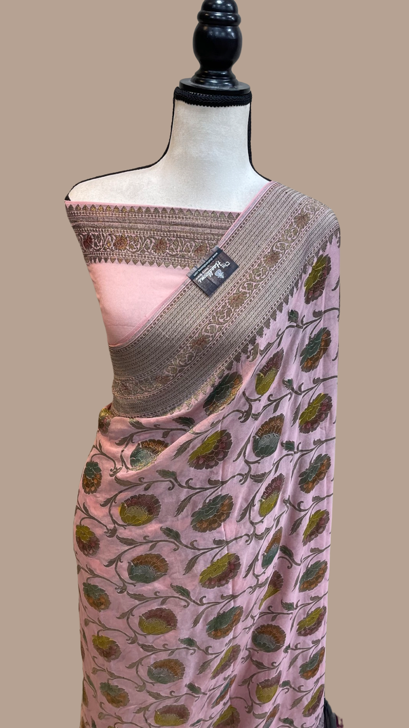 Pure Khaddi Georgette Handloom Banarasi Saree - The Handlooms