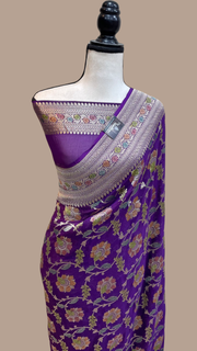 Pure Khaddi Georgette Handloom Banarasi Saree - The Handlooms