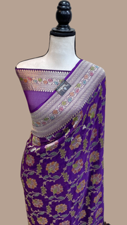 Pure Khaddi Georgette Handloom Banarasi Saree - The Handlooms