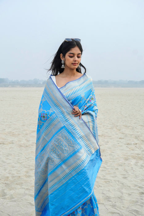 Ektara Pure Katan Silk Banarasi Handloom Saree - All over kadiyal Jaal work