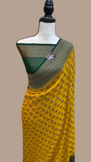 Pure Khaddi Georgette Banarasi Saree -  Antique zari - The Handlooms