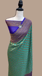 Pure Khaddi Georgette Banarasi Saree -  Antique zari - The Handlooms