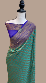 Pure Khaddi Georgette Banarasi Saree -  Antique zari - The Handlooms