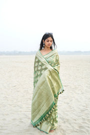 Pure Kora Tissue Handloom Banarasi Saree - The Handlooms