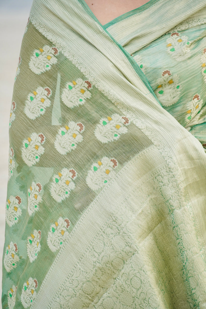 Pure Kora Tissue Handloom Banarasi Saree - The Handlooms