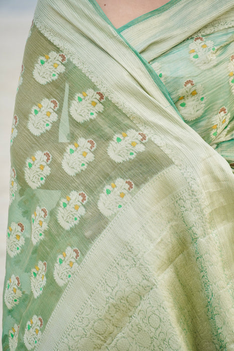 Pure Kora Tissue Handloom Banarasi Saree