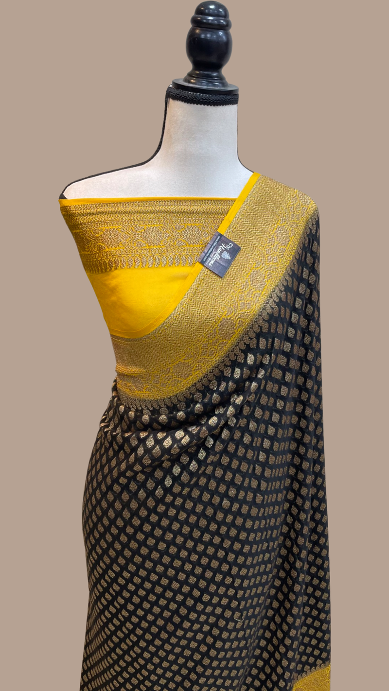 Pure Khaddi Georgette Banarasi Saree -  Antique zari - The Handlooms