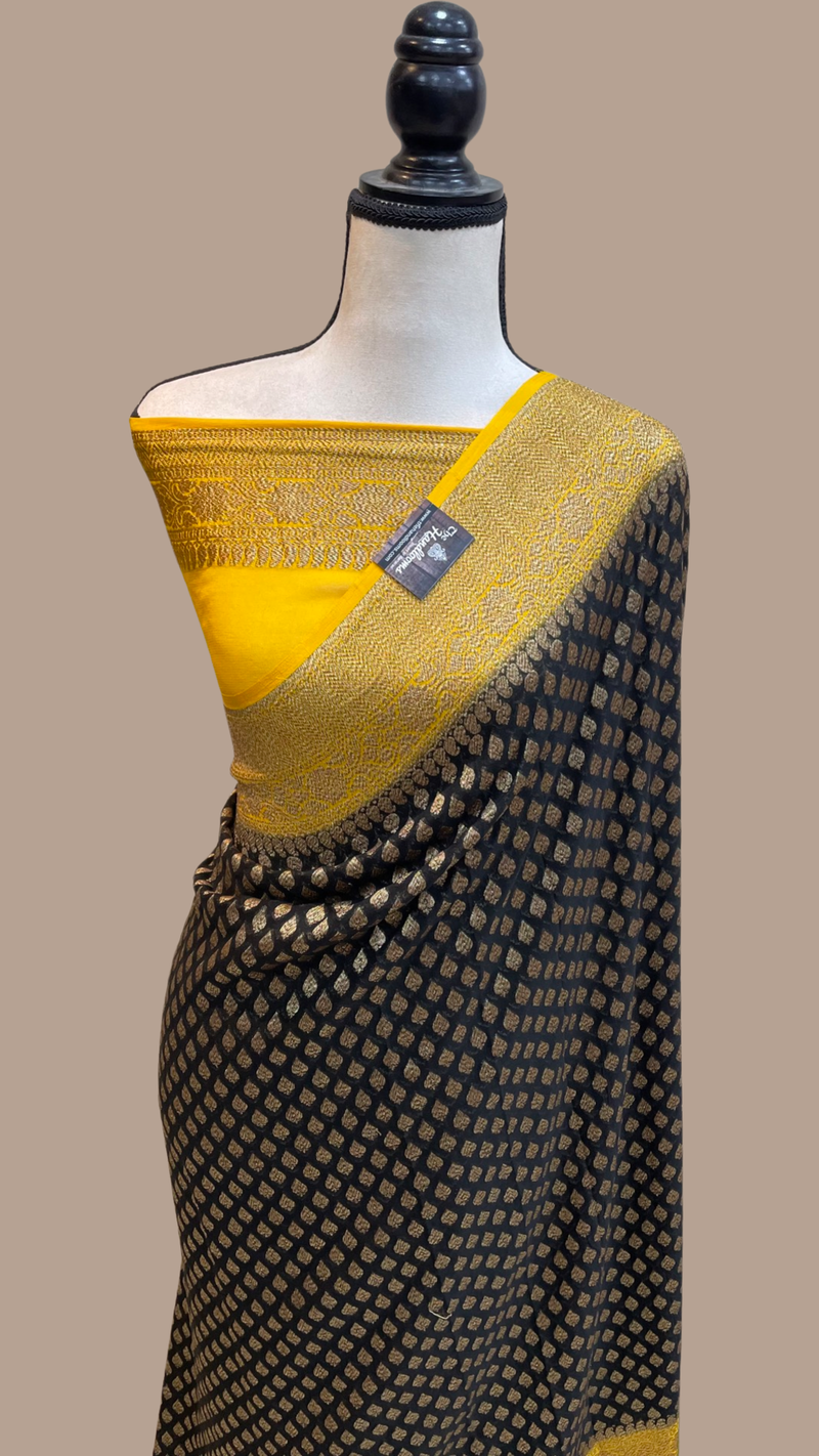 Pure Khaddi Georgette Banarasi Saree -  Antique zari - The Handlooms