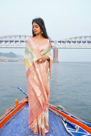 Moonga Georgette Handloom Banarasi Saree - Rangkat - The Handlooms