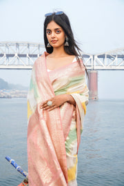 Moonga Georgette Handloom Banarasi Saree - Rangkat - The Handlooms