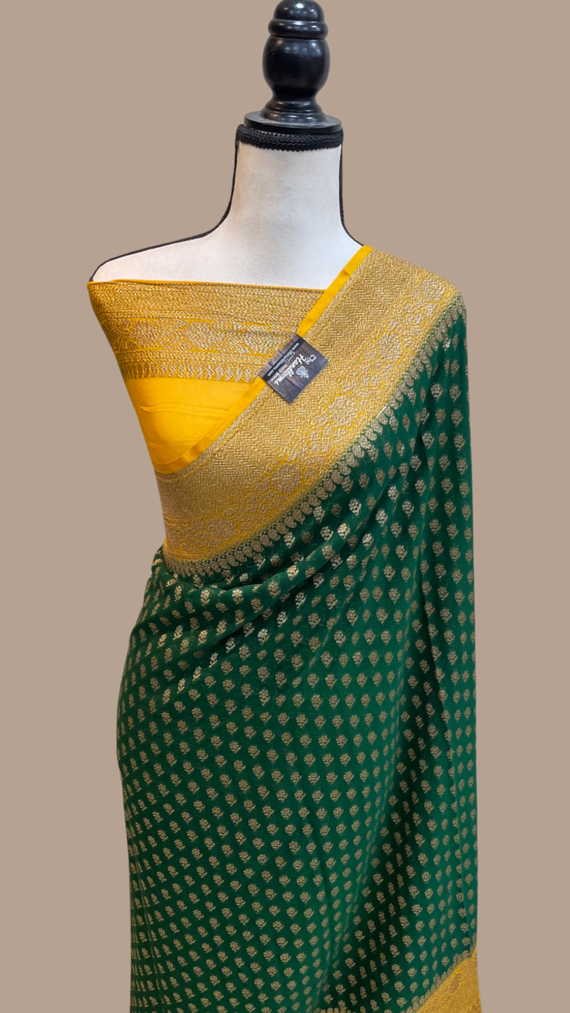 Pure Khaddi Georgette Banarasi Saree -  Antique zari - The Handlooms