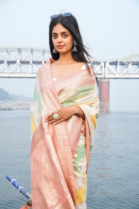 Moonga Georgette Handloom Banarasi Saree - Rangkat