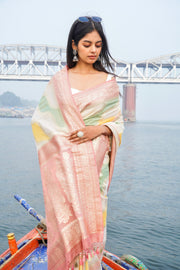 Moonga Georgette Handloom Banarasi Saree - Rangkat - The Handlooms