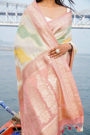 Moonga Georgette Handloom Banarasi Saree - Rangkat - The Handlooms