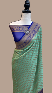 Pure Khaddi Georgette Banarasi Saree -  Antique zari - The Handlooms