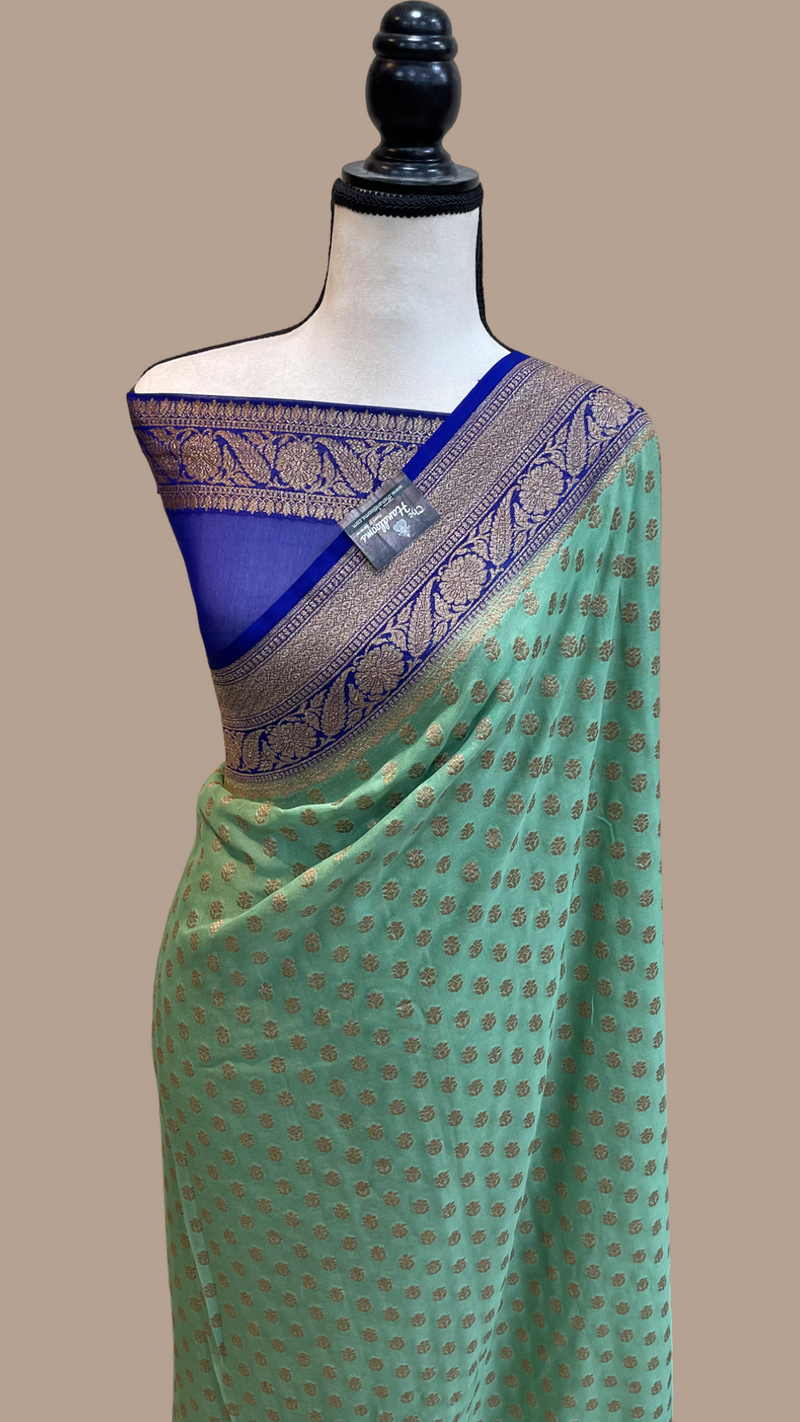 Pure Khaddi Georgette Banarasi Saree -  Antique zari - The Handlooms