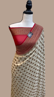 Pure Khaddi Georgette Banarasi Saree -  Antique zari - The Handlooms