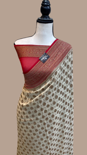 Pure Khaddi Georgette Banarasi Saree -  Antique zari - The Handlooms