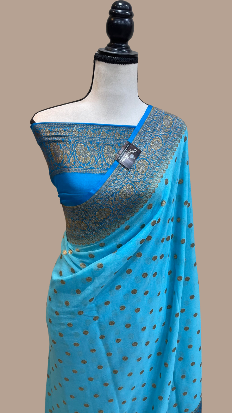Pure Khaddi Georgette Banarasi Saree -  Antique zari - The Handlooms