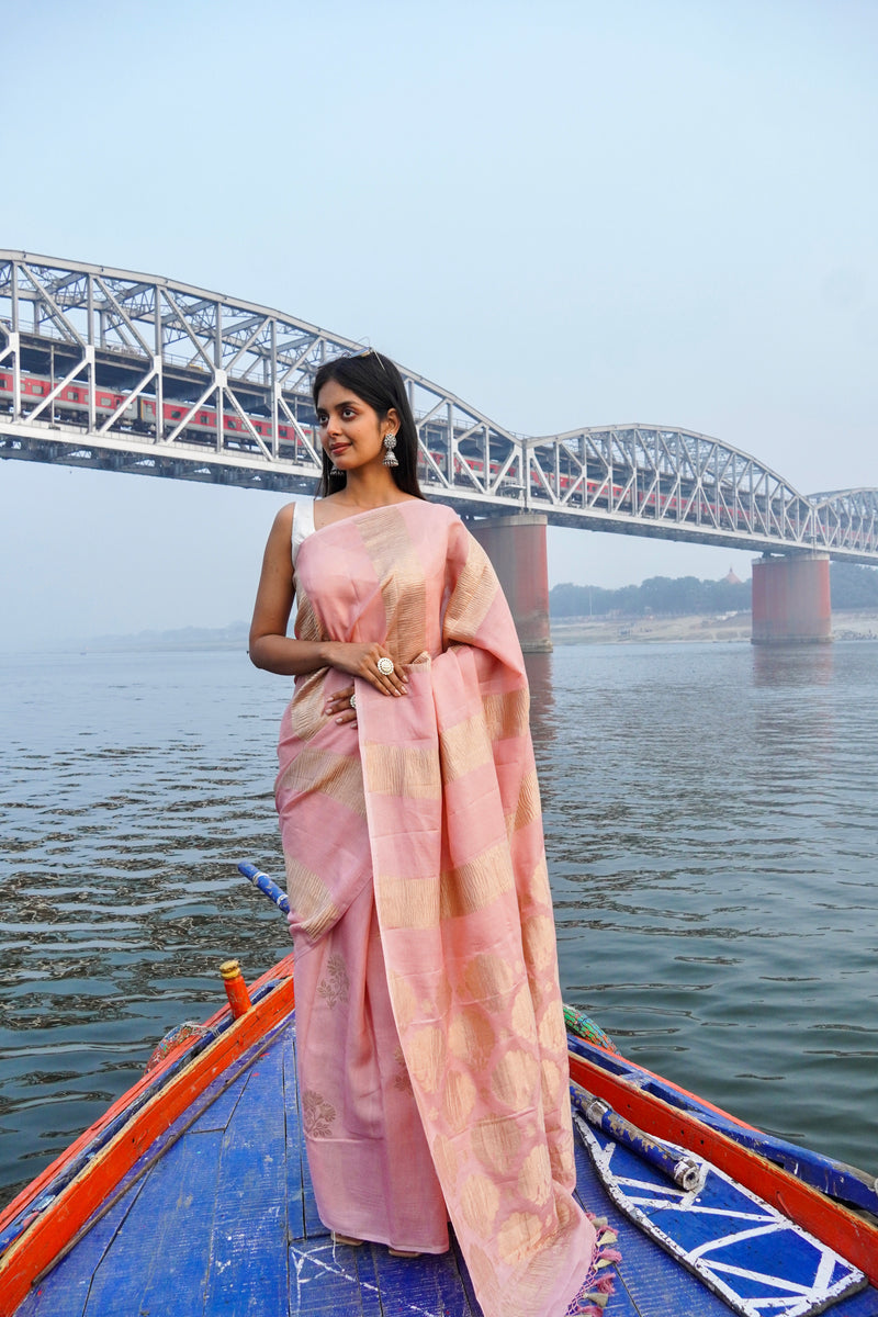 Pure Moonga Tissue Silk Banarasi Handloom Saree - The Handlooms