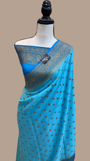 Pure Khaddi Georgette Banarasi Saree -  Antique zari - The Handlooms