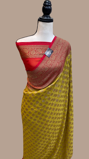 Pure Khaddi Georgette Banarasi Saree -  Antique zari - The Handlooms