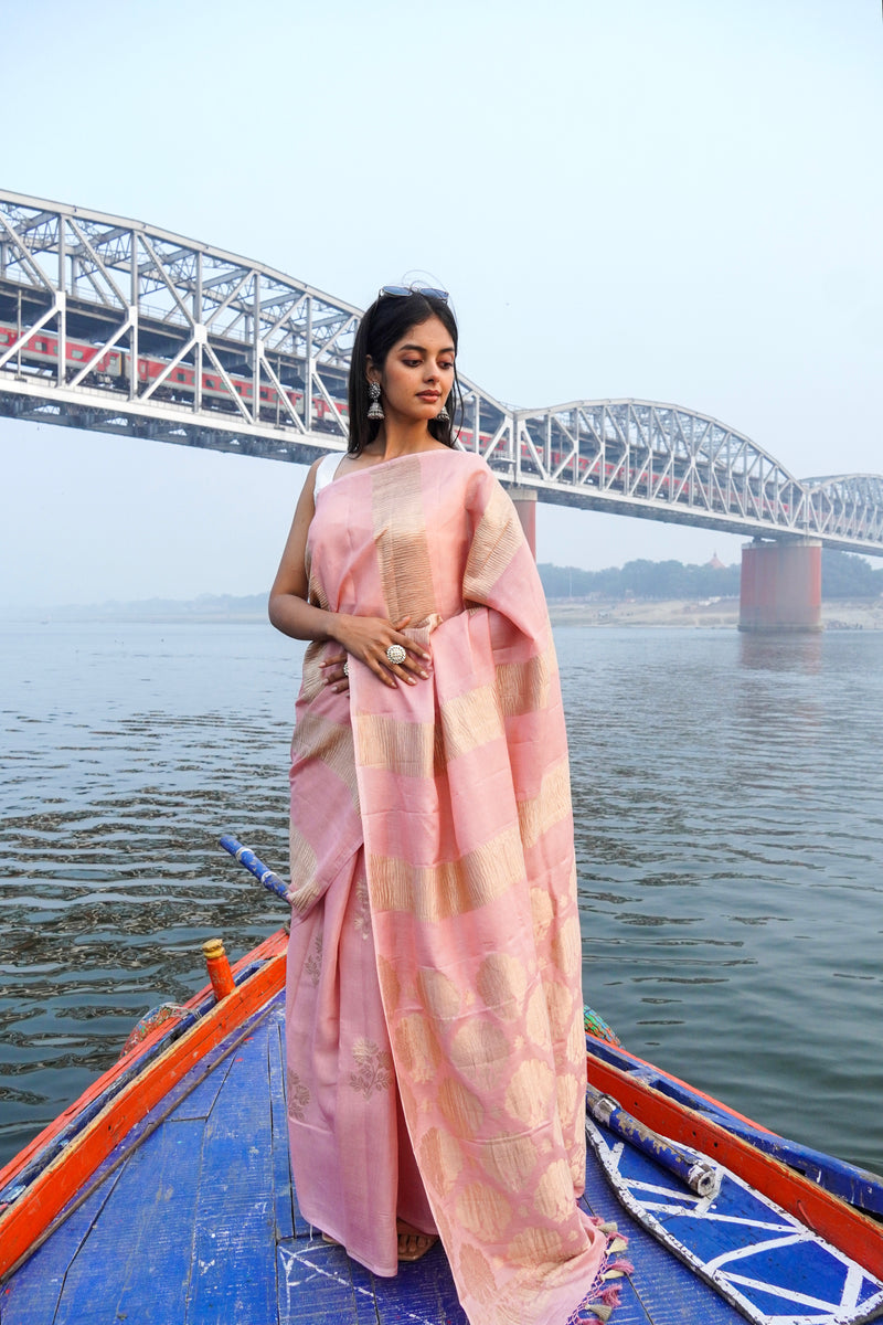 Pure Moonga Tissue Silk Banarasi Handloom Saree - The Handlooms