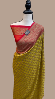 Pure Khaddi Georgette Banarasi Saree -  Antique zari - The Handlooms