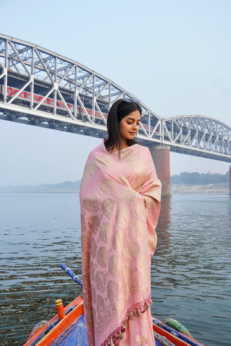 Pure Moonga Tissue Silk Banarasi Handloom Saree - The Handlooms