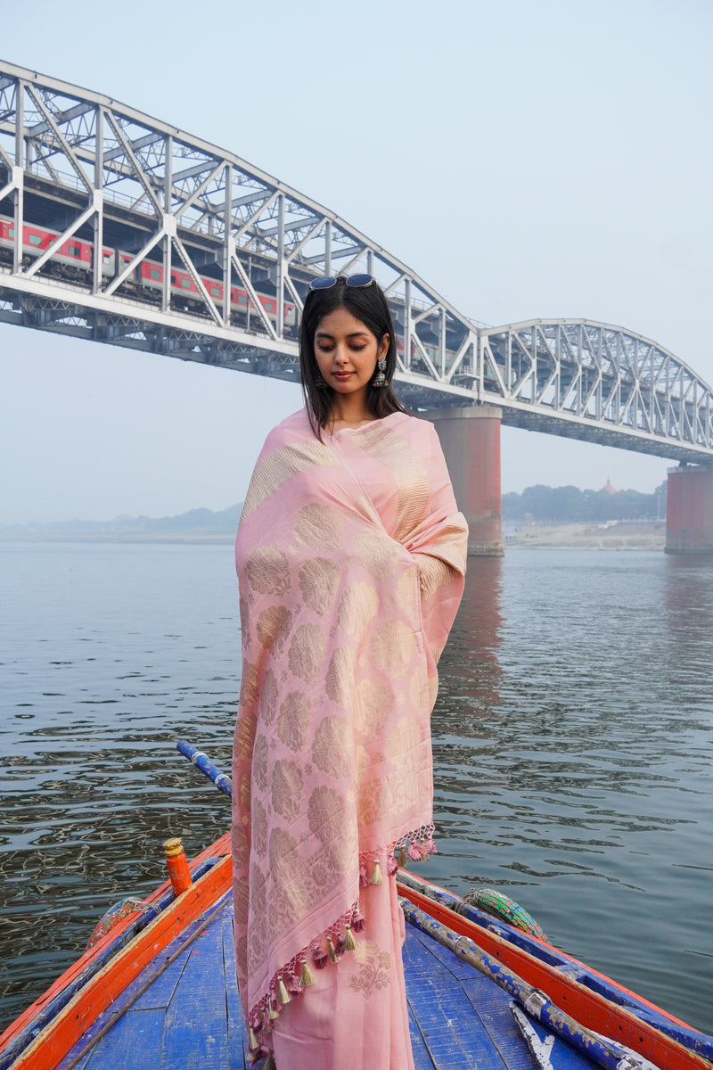 Pure Moonga Tissue Silk Banarasi Handloom Saree - The Handlooms