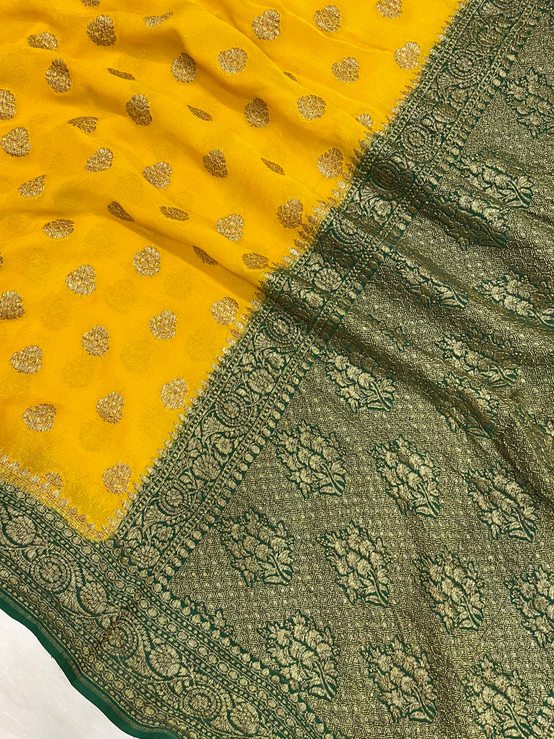 Pure Khaddi Georgette Banarasi Saree -  Antique zari - The Handlooms