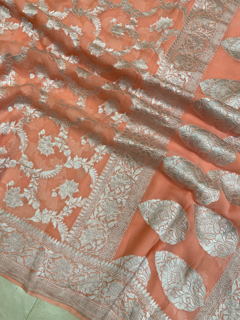 Pure Khaddi Georgette Banarasi Saree - The Handlooms