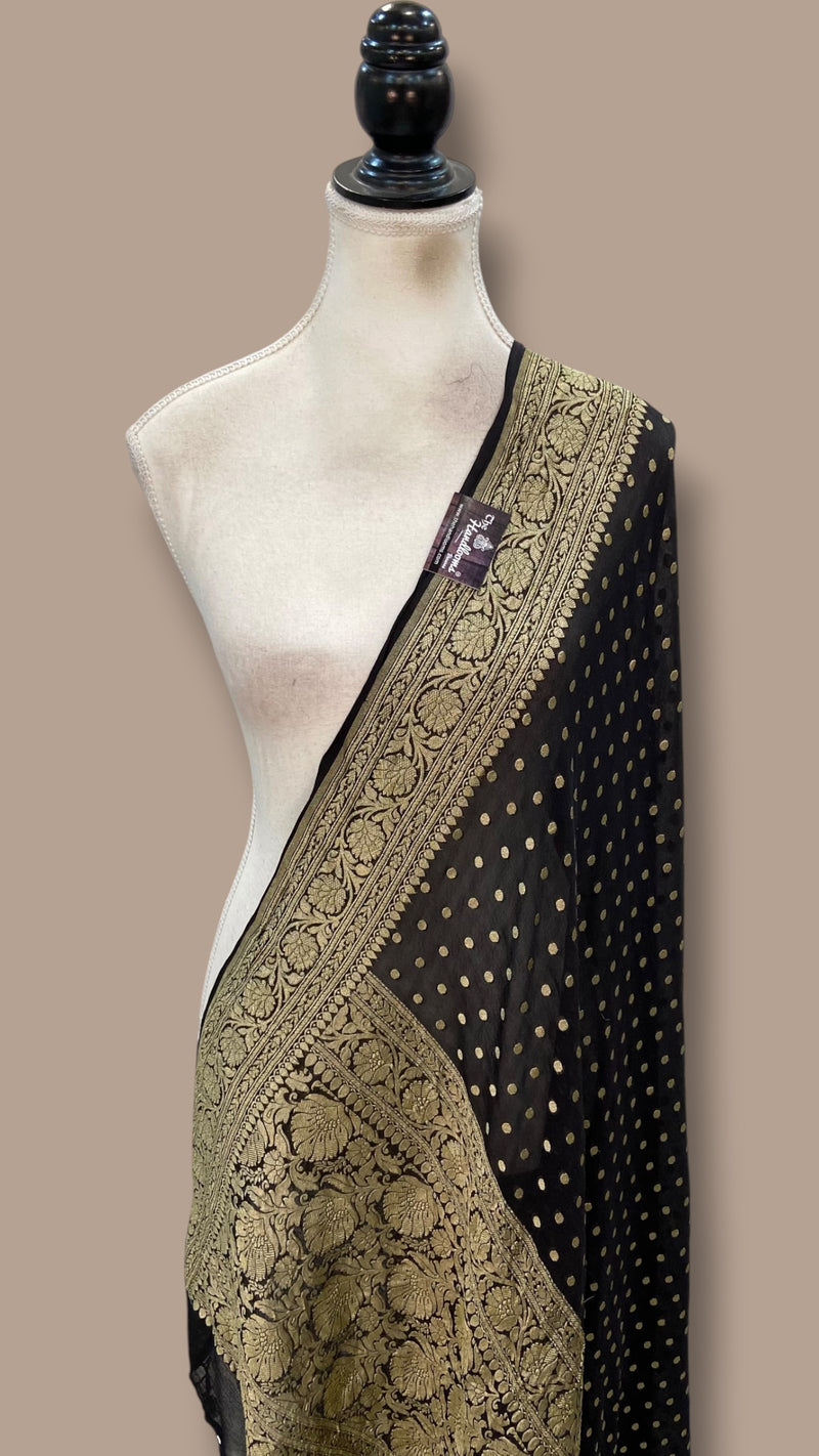 Black Pure Khaddi Georgette Dupatta